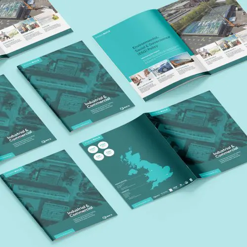 modern construction company brochure design showing page designs