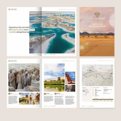 luxury train travel brochure design 2025