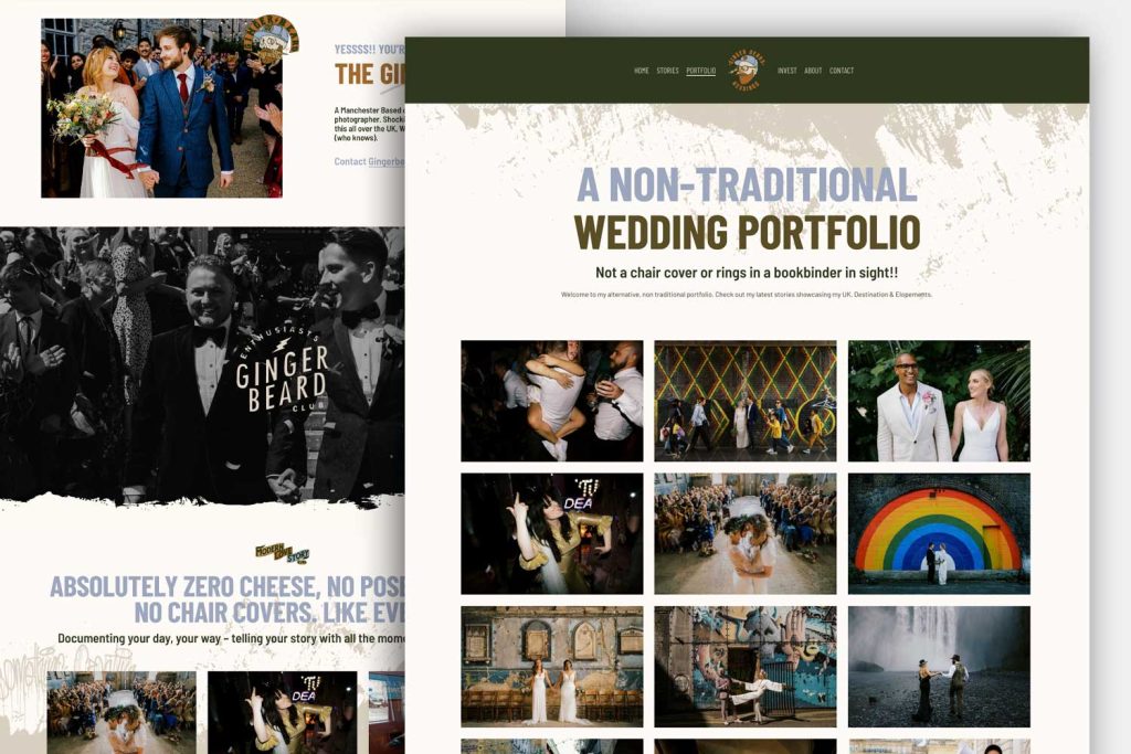 alternative wedding photographer web design style