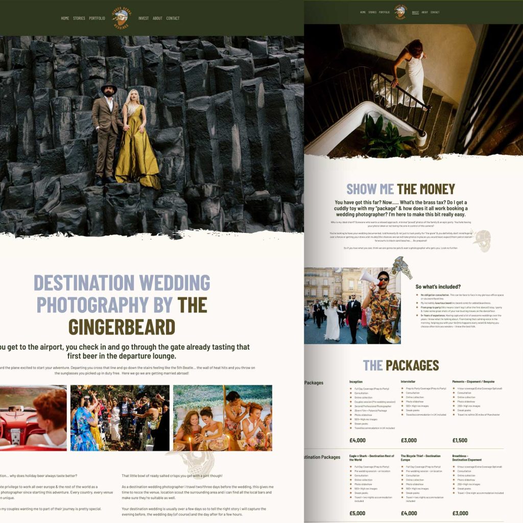 Gingerbeard Weddings web design