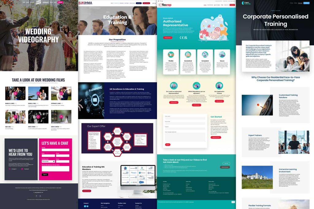 4 different our services web page designs